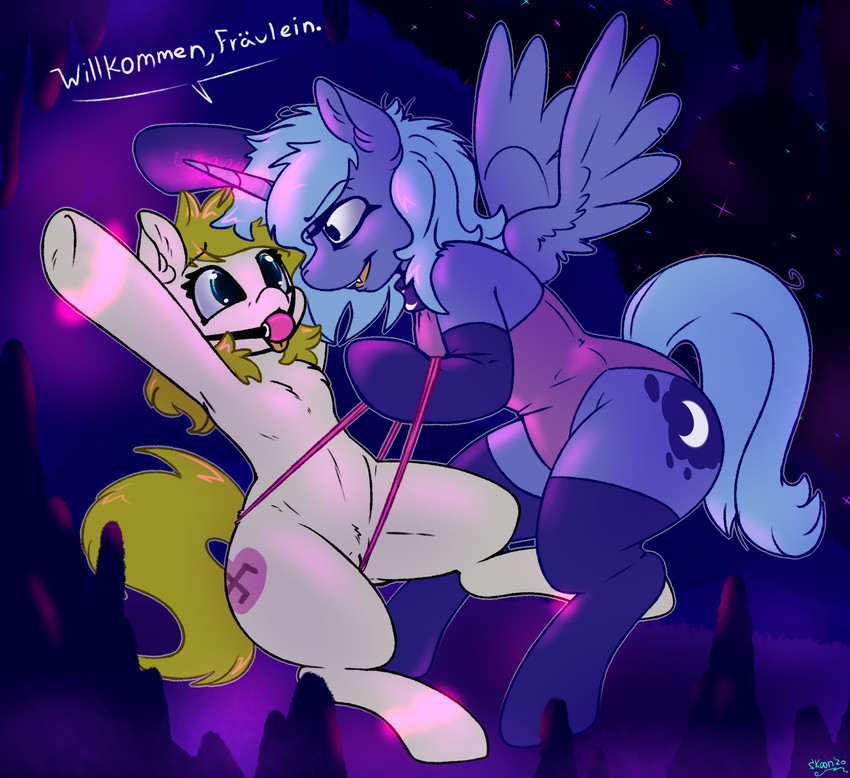 aryanne, fan character, and princess luna (friendship is magic and etc) created by skoon