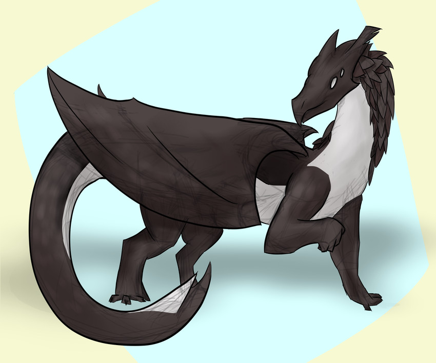 ambiguous_gender feral simple_background solo tail tomskeleton mythology dragon mythological_creature mythological_scalie scalie hi_res shaded sketch soft_shading