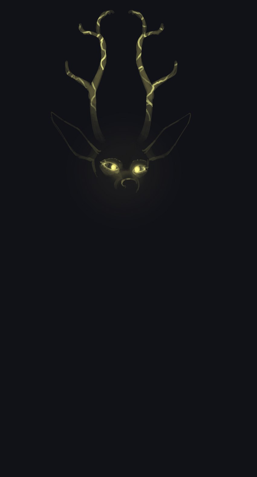 ambiguous_gender antlers black_background glowing glowing_antlers glowing_eyes glowing_horn horn simple_background solo yellow_eyes discreet_user deer mammal 2023 digital_media_(artwork) hi_res