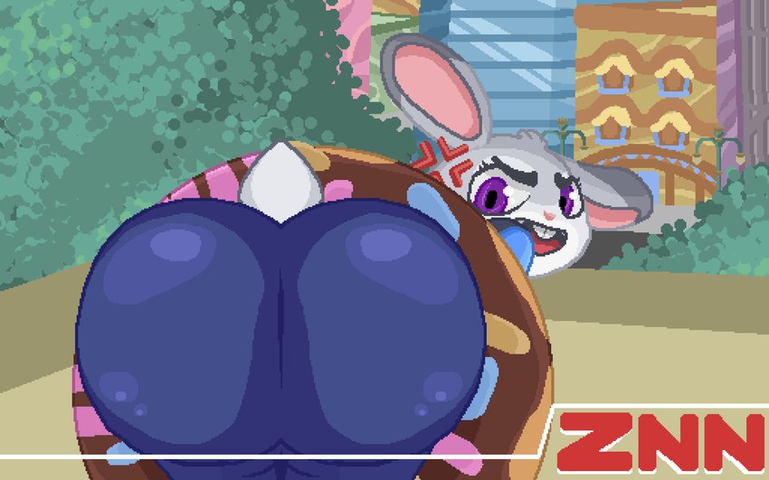 advertisement angry anthro big_butt blue_clothing buckteeth butt butt_focus city clothed clothing cross-popping_vein dessert doughnut female food fur grey_body grey_fur humor multicolored_body multicolored_fur pastry plant police police_uniform public purple_eyes rabbit_ears rear_view short_stack solo sprinkles street stuck tail teeth tight_clothing tree two_tone_body two_tone_fur uniform white_body white_fur papermoonqueen disney judy_stuck_in_donut_redraw zootopia judy_hopps lagomorph leporid mammal rabbit 16:10 2024 digital_media_(artwork) hi_res meme pixel_(artwork) widescreen