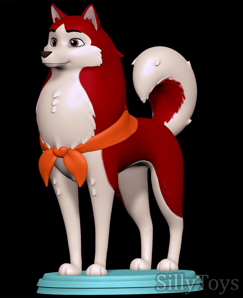 3d_modeling 3d_print brown_eyes female feral fur half_clothed raised_tail red_body red_fur smile solo standing tail white_body white_fur sillytoys balto_(series) universal_studios jenna_(balto) canid canine mammal 3d_(artwork) digital_media_(artwork) hi_res