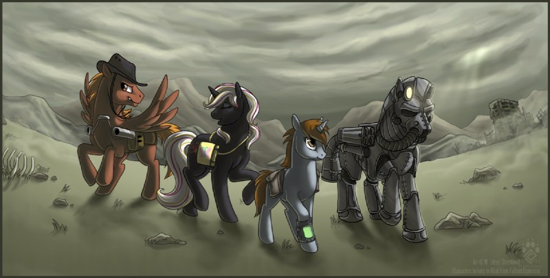 calamity, fan character, littlepip, steelhooves, and velvet remedy (fallout equestria and etc) created by idess