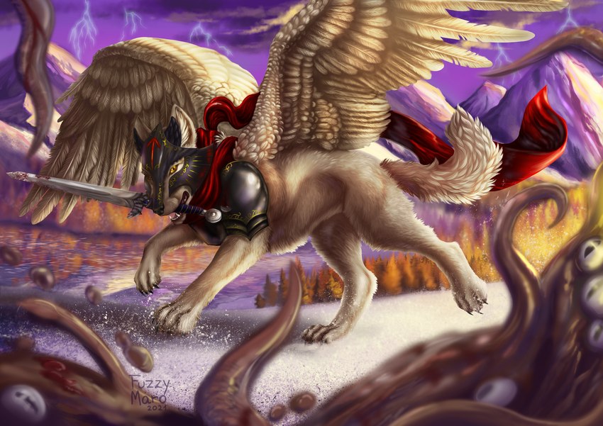 elanius feral male solo fuzzymaro canid canine canis mammal wolf absurd_res hi_res