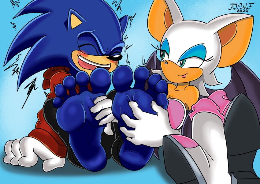 rouge the bat and sonic the hedgehog (sonic the hedgehog (series) and etc) created by fromitalywithfurore