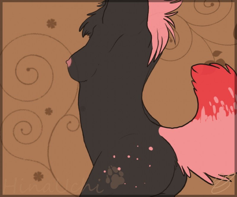 anthro breasts butt female hair nipples pink_hair pose solo tail anthropornorphic canid canine canis mammal wolf 6:5