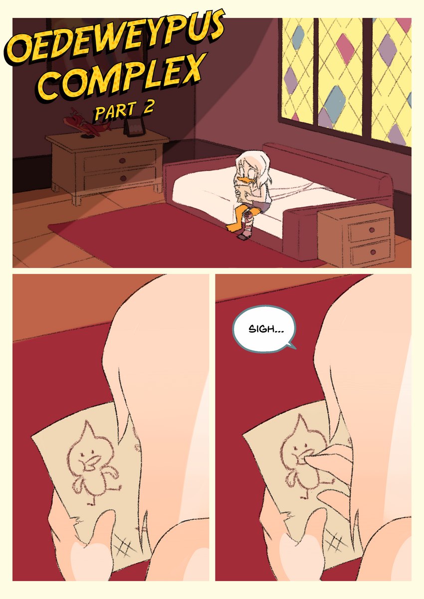 bed bedroom clothing female furniture prosthetic solo text threek disney ducktales della_duck anatid anseriform avian bird duck absurd_res comic english_text hi_res