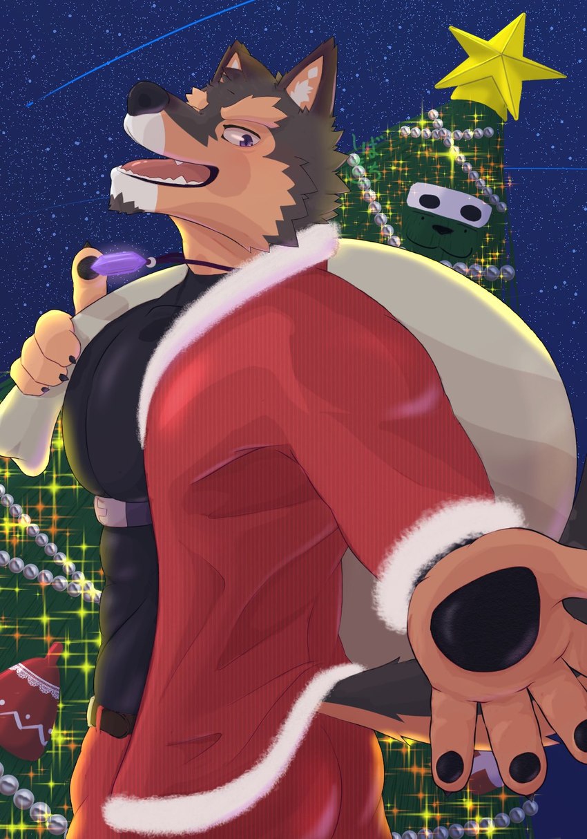 anthro brown_body brown_fur butt christmas_clothing christmas_lights christmas_star christmas_tree clothing countershading decoration eyebrows fur holidays male pawpads plant purple_eyes purple_sclera shooting_star sky solo sparkles star star_decoration star_polygon starry_sky thick_eyebrows tree shi_ba_ki_chi christmas lifewonders live_a_hero pubraseer canid canine canis domestic_dog mammal hi_res