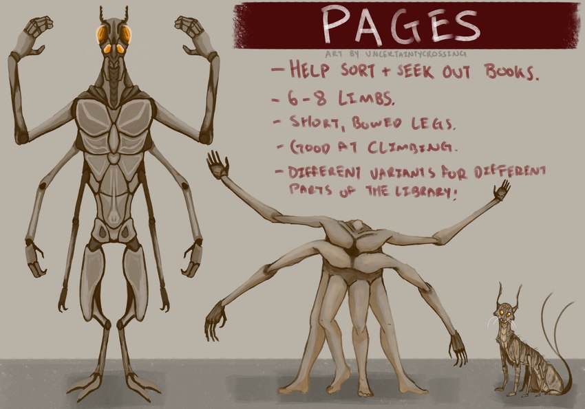 2_fingers 2_toes 3_fingers 4_arms 4_eyes 4_legs 4_toes 5_fingers 6_arms ambiguous_gender antennae_(anatomy) anthro biped compound_eyes exclamation_point exoskeleton feet feral fingers forked_tail front_view grey_background grey_body grey_exoskeleton grey_text headless humanoid_hands long_tail mandibles multi_arm multi_eye multi_limb naturally_censored nude nude_ambiguous nude_anthro nude_humanoid orange_eyes orthographic red_text simple_background standing tail text toes unusual_anatomy unusual_tail white_text uncertaintycrossing cc-by-sa creative_commons scp_foundation wanderers'_library arthropod felid feline humanoid hybrid insect mammal 2022 artist_name colored digital_media_(artwork) digital_painting_(artwork) english_text full-length_portrait hi_res portrait