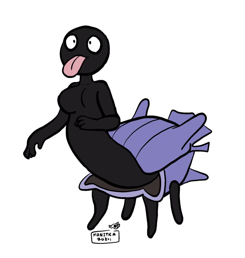 4_fingers 4_legs black_body blep breasts claws featureless_breasts featureless_crotch female finger_claws fingers happy medium_breasts nude pink_tongue purple_body shell simple_background solo standing text three-quarter_view tongue tongue_out white_background manitka nintendo pokemon generation_1_pokemon pokemon_(species) pokemon_taur shellder shellder_taur taur 2024 artist_name dated digital_media_(artwork) full-length_portrait hi_res portrait