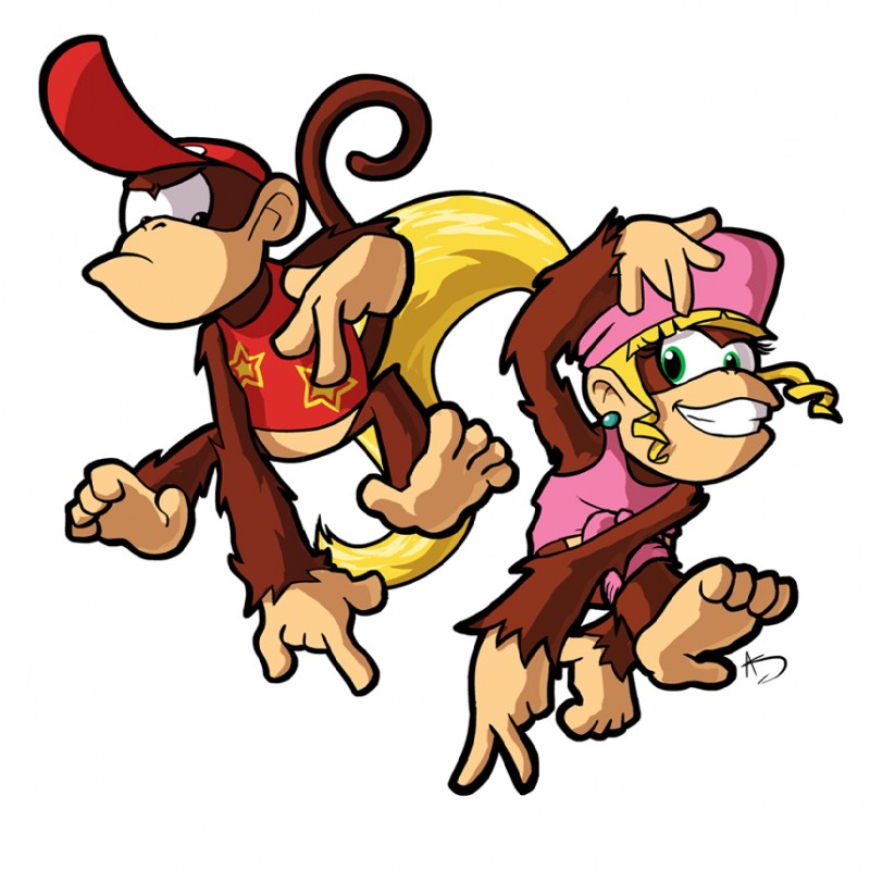 diddy kong and dixie kong (donkey kong (series) and etc) created by spectrestatus