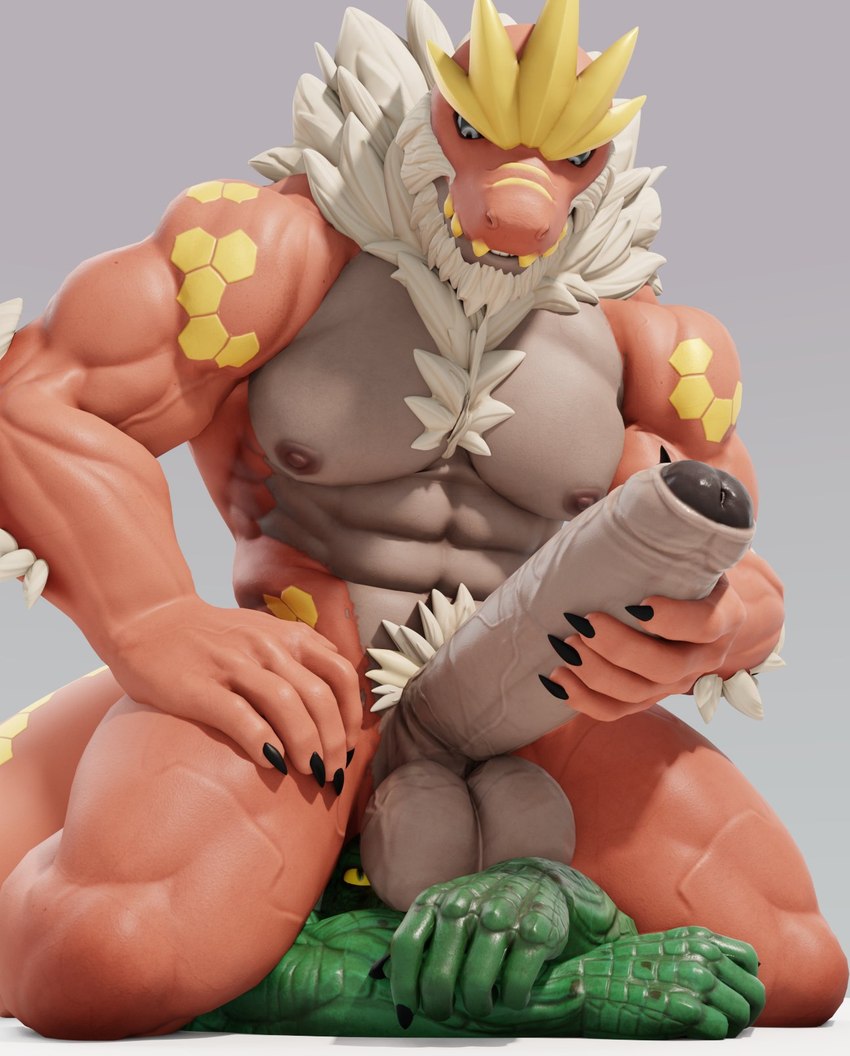 abs anthro anthro_on_anthro balls balls_on_face big_balls big_muscles big_penis claws countershading crossed_arms duo erection foreskin genitals grey_background huge_balls huge_muscles huge_penis humanoid_genitalia humanoid_penis kneeling looking_down lying male male/male male_on_bottom male_on_top masturbation muscular muscular_anthro muscular_male nipples nude obliques on_bottom on_front on_top pecs penile penile_masturbation penis simple_background thick_penis vein connivingrat nintendo pokemon cassard_(haxton) fan_character helm_(connivingrat) crocodile crocodilian fossil_pokemon generation_6_pokemon pokemon_(species) reptile scalie tyrantrum 2022 3d_(artwork) digital_media_(artwork) hi_res