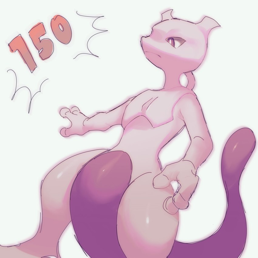 2_horns 3_fingers ambiguous_anthro ambiguous_gender anthro biped closed_frown dutch_angle fingers horn mouth_closed pupils purple_body purple_eyes purple_horn purple_tail simple_background snout solo standing tail tailbutt white_background white_pupils sei8 nintendo pokemon generation_1_pokemon legendary_pokemon mewtwo pokemon_(species) 1:1 2024 hi_res