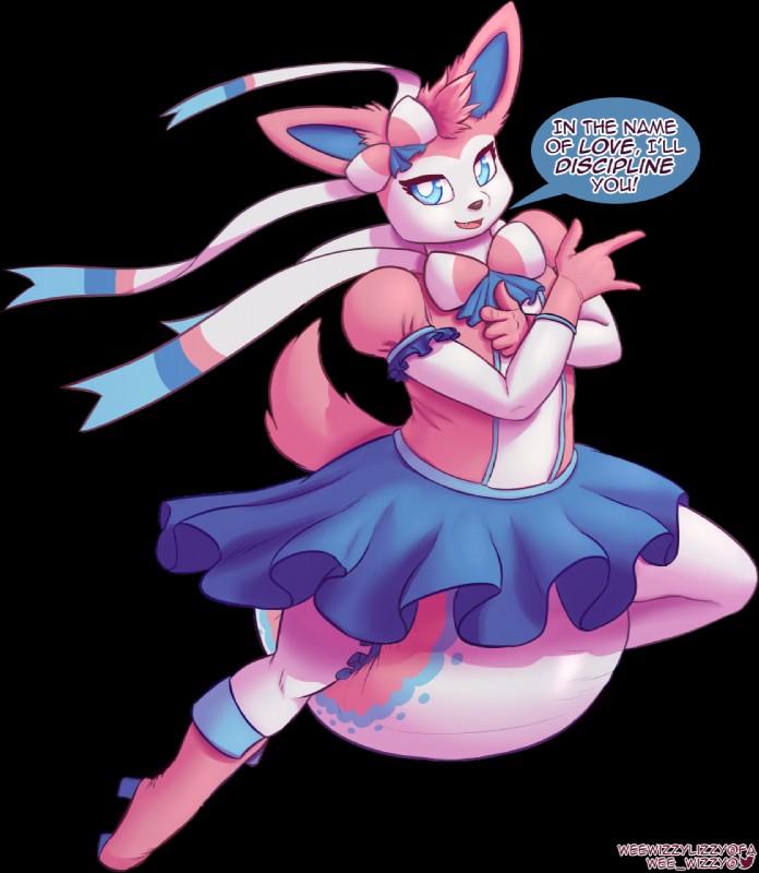 ambiguous_gender anthro anthrofied boots clean_diaper clothed clothing diaper ear_bow footwear neck_bow pokemorph shoes simple_background solo text transparent_background wearing_diaper weewizzylizzy nintendo pokemon eeveelution generation_6_pokemon mammal pokemon_(species) sylveon alpha_channel english_text hi_res