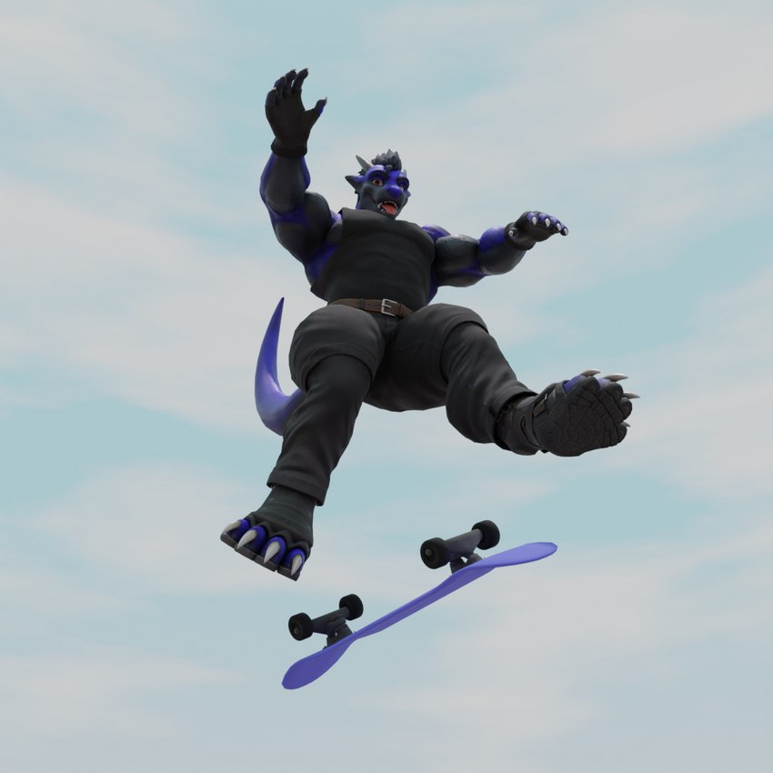 anthro clothed clothing kickflip looking_at_viewer male muscular outside paw_shoes skateboard solo tail tongue tongue_out vehicle dergdrister mythology drister_(dergdrister) dragon mythological_creature mythological_scalie scalie 1:1 3d_(artwork) digital_media_(artwork)