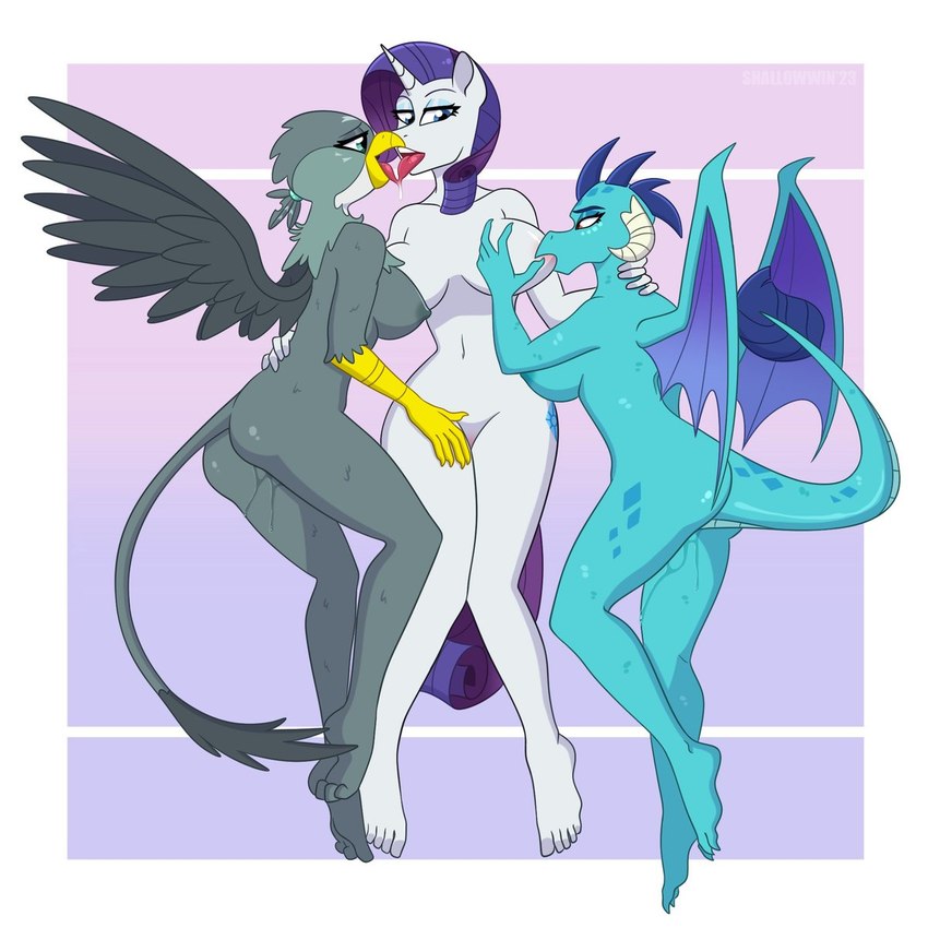 gabby, princess ember, and rarity (friendship is magic and etc) created by shallowwin