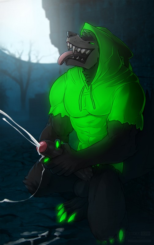 anthro balls big_penis bodily_fluids bottomless claws clothed clothing cum cum_on_ground dead_tree erection fangs foreskin full_moon genital_fluids genitals glowing glowing_eyes green_eyes hoodie humanoid_genitalia humanoid_penis looking_pleasured male masturbation moon muscular muscular_anthro muscular_male orgasm penile penile_masturbation penis plant scar sharp_teeth solo teeth tongue tongue_out topwear tree vein todex danny_phantom mythology nickelodeon wulf_(danny_phantom) canid canine canis ghost mammal mythological_canine mythological_creature spirit werecanid werecanine werecreature werewolf wolf 2018 absurd_res hi_res