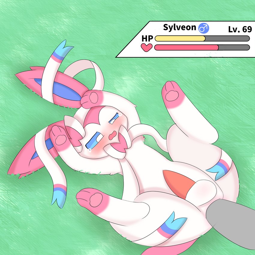 anal anal_penetration anus balls blush feral feral_penetrated genitals male male/male male_penetrated open_mouth penetration penis pink_penis ribbons simple_background solo_focus rael nintendo pokemon eeveelution generation_6_pokemon pokemon_(species) sylveon 1:1 hi_res