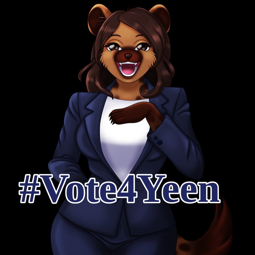 anthro blazer clothed clothing female political_cartoon politics solo kirakat369 kamala_harris hyena mammal spotted_hyena 1:1 alpha_channel hi_res