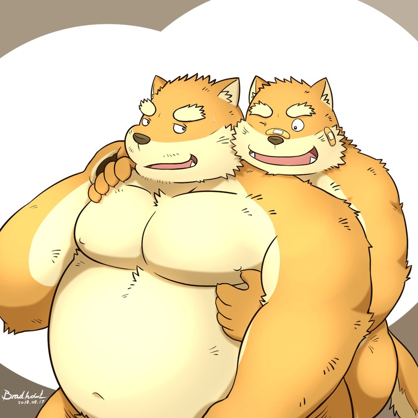 anthro band-aid bandage belly big_belly duo hug hugging_another hugging_from_behind humanoid_hands kemono male male/male moobs nipples one_eye_closed orange_body overweight overweight_male wink mtflying30371 bungo_(beartouma_0517) monta_(beartouma_0517) canid canine canis domestic_dog mammal shiba_inu spitz 1:1 2018 hi_res father_(lore) father_and_child_(lore) father_and_son_(lore) incest_(lore) parent_(lore) parent_and_child_(lore) parent_and_son_(lore) son_(lore)