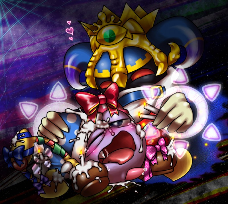 ambiguous_gender bodily_fluids candle duo erection genitals heart_symbol male male/ambiguous not_furry penis tears box_xod kirby_(series) nintendo magolor marx_(kirby) waddling_head 2014