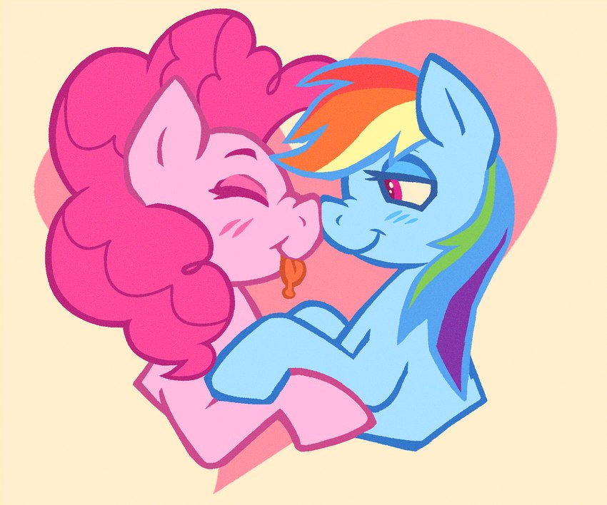 blush duo eyes_closed female female/female heart_symbol pink_eyes smile tongue tongue_out catponything friendship_is_magic hasbro my_little_pony pinkie_pie_(mlp) rainbow_dash_(mlp) equid equine horse mammal pony hi_res