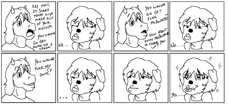 anthro dialogue femboy fish_lips lips male male/male parody sparkles text unknown_artist marty_(onta) mu_(character) canid canine canis domestic_dog equid equine horse mammal black_and_white comic digital_media_(artwork) english_text microsoft_paint_(artwork) monochrome