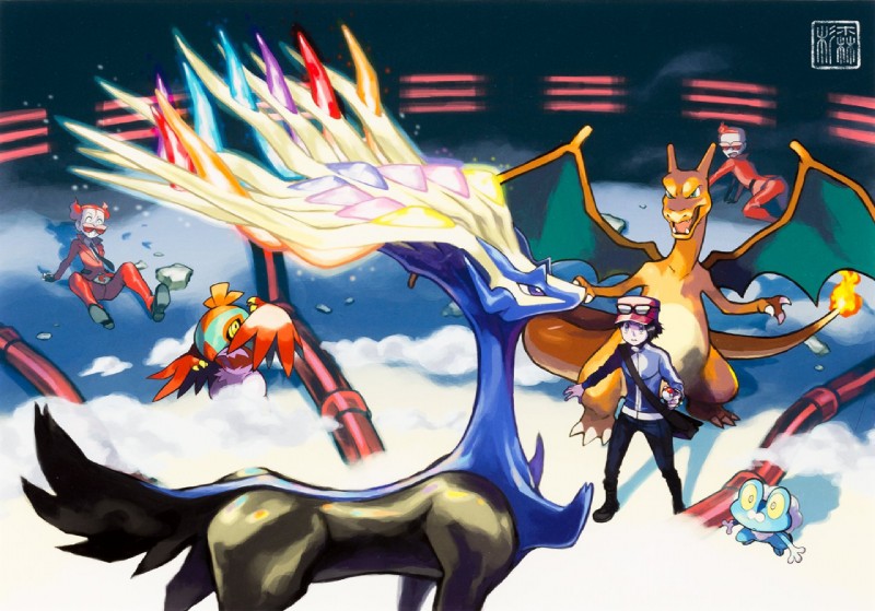 ambiguous_gender anthro eyewear female fire flaming_tail gradient gradient_background group male membrane_(anatomy) membranous_wings simple_background sunglasses tail wings ken_sugimori european_mythology mythology nintendo pokemon team_flare calem_(pokemon) flare_grunt grunt_(pokemon) amphibian avian bird charizard deer dragon froakie generation_1_pokemon generation_6_pokemon hawlucha human legendary_pokemon mammal mythological_creature mythological_scalie pokemon_(species) scalie western_dragon xerneas xerneas_(active_mode) official_art