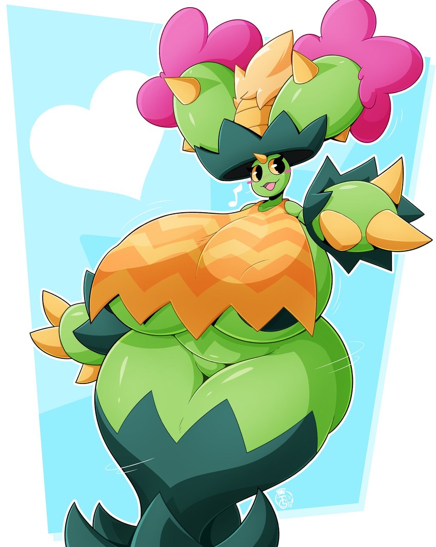 anthro areola areola_slip big_breasts breasts cactus clothing curvy_figure female green_body huge_breasts hyper hyper_breasts ineffective_clothing plant solo thick_thighs voluptuous wide_hips thegentlebro nintendo pokemon adriana_(rubyqm) elemental_creature flora_fauna generation_3_pokemon generation_5_pokemon hybrid ludicolo maractus pokemon_(species) absurd_res hi_res