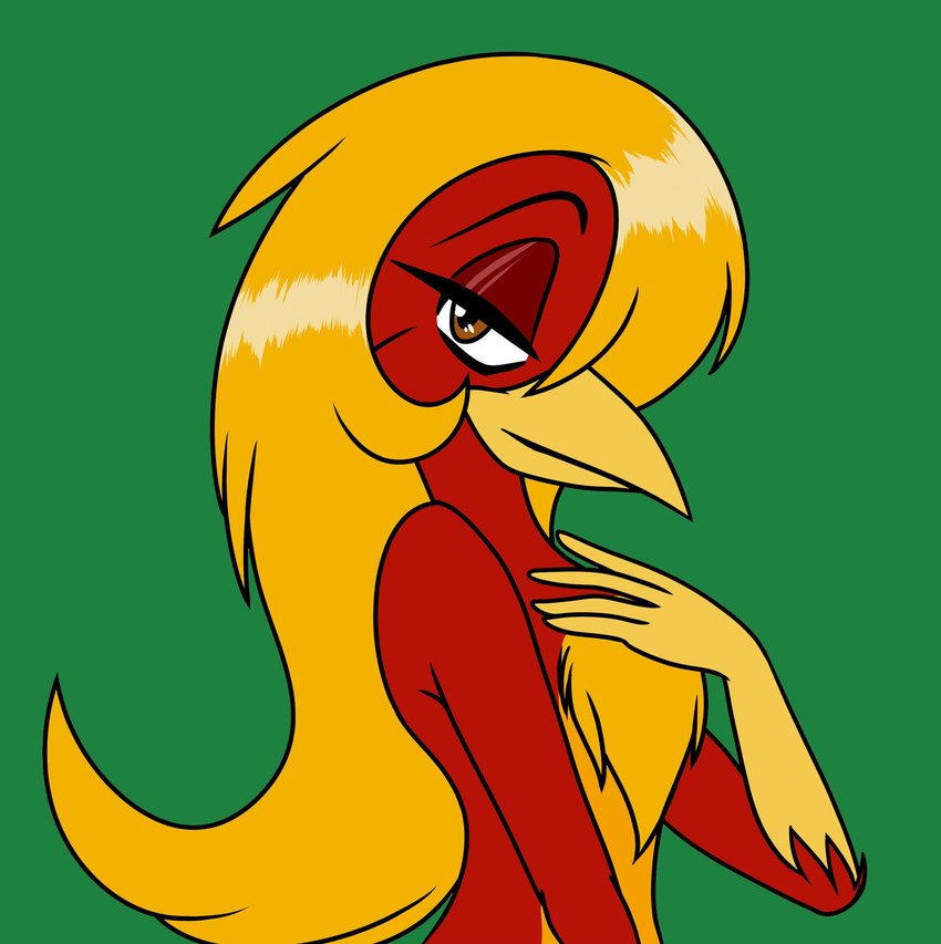 ambiguous_gender beak feathers hair long_hair long_tail red_body red_feathers tail yellow_body yellow_feathers whitephoenix52 glori_gamebird avian bird chrysolophus galliform golden_pheasant phasianid hi_res