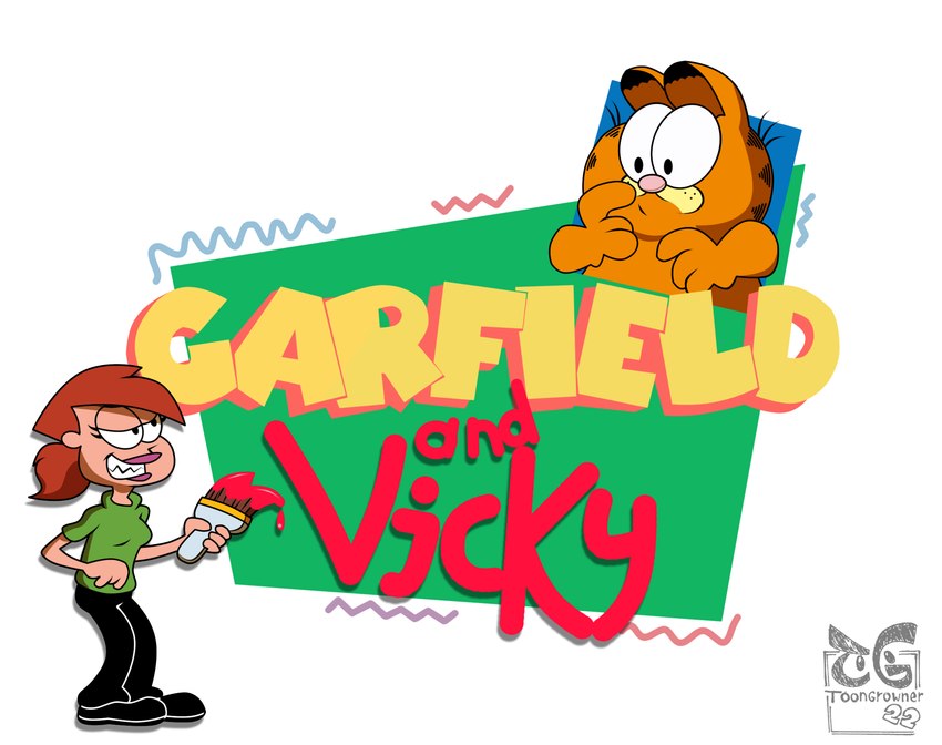 duo female male toongrowner garfield_(series) nickelodeon the_fairly_oddparents garfield_the_cat vicky_(fop) domestic_cat felid feline felis human mammal hi_res