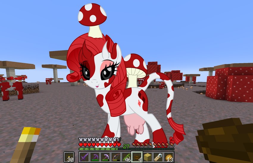 black_eyes cutie_mark female feral first_person_view fungus hair horn looking_at_viewer minecraft_background mushroom red_hair teats udders badumsquish friendship_is_magic hasbro microsoft minecraft mojang my_little_pony xbox_game_studios raricow_(mlp) rarity_(mlp) bovid bovine elemental_creature fungi_fauna mammal mooshroom absurd_res hi_res