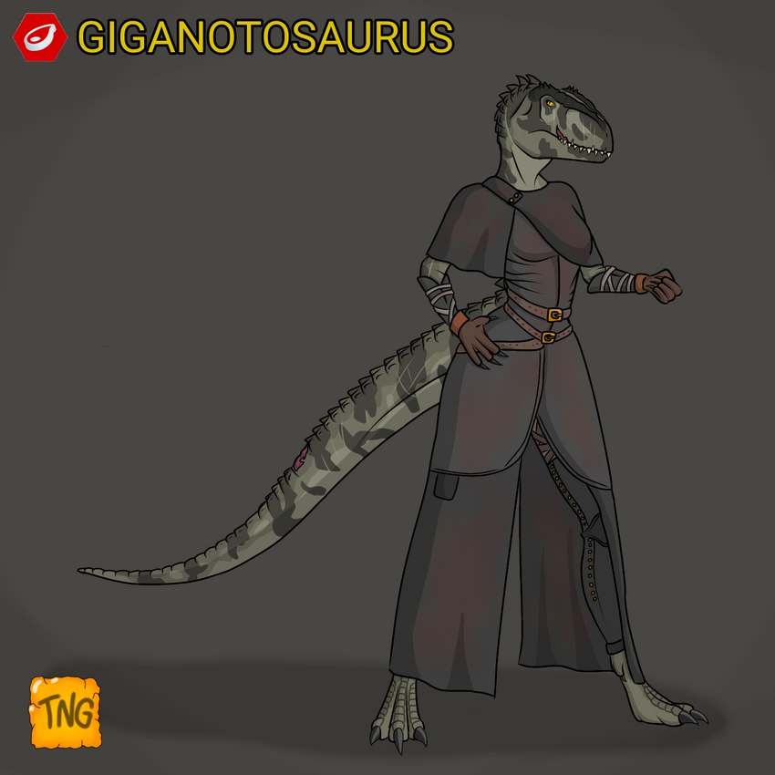 anthro belt bite_mark clothing female gloves handwear multiple_scars osteoderms scar solo the_nameless_guy bloodborne fromsoftware sony_corporation sony_interactive_entertainment carcharodontosaurid dinosaur giganotosaurus prehistoric_species reptile scalie theropod 1:1 hi_res