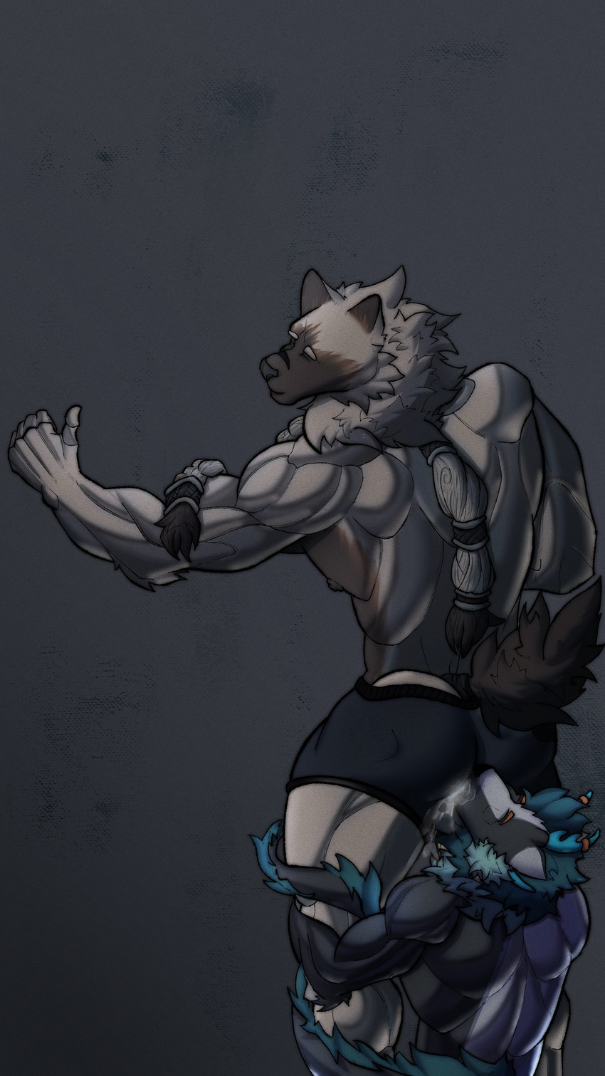 anal anthro anthro_on_anthro athletic athletic_male back_muscles barazoku big_butt black_clothing bodily_fluids boxer_briefs boxer_briefs_only braided_hair braided_ponytail breath brown_body butt clothed clothing dripping duo eyes_closed fog fur gripping_tail group hair holding_leg horn jewelry leaking_through_clothing licking long_tail looking_pleasured male male/male muscular muscular_anthro muscular_male muscular_thighs nude oral oral_penetration penetration ponytail rear_view rimming rimming_male rimming_through_underwear saliva saliva_on_tongue sex standing tail tan_body tan_fur thick_thighs through_clothing tongue tongue_out topless underwear underwear_lick underwear_only wet wet_clothing wrapped wrapped_tail ankhwav asian_mythology east_asian_mythology mythology canid canine canis dragon eastern_dragon mammal mythological_canine mythological_creature mythological_scalie scalie werecanid werecanine werecreature werewolf wolf 9:16 absurd_res hi_res