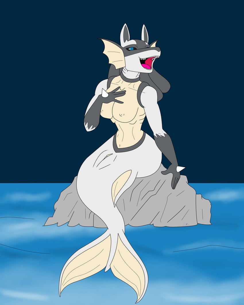 breasts female genitals medium_breasts nipples pussy singing sitting solo split_form unknown_artist nintendo pokemon kenrito generation_4_pokemon lucario marine merfolk pokemon_(species) siren 4:5 absurd_res hi_res