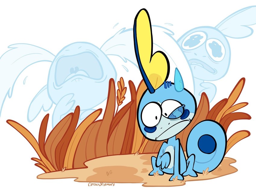 black_eyes blue_body blue_tail bodily_fluids confusion crying feral memories sitting solo tail tears circusoflemurs nintendo pokemon generation_8_pokemon pokemon_(species) sobble 2023 hi_res signature