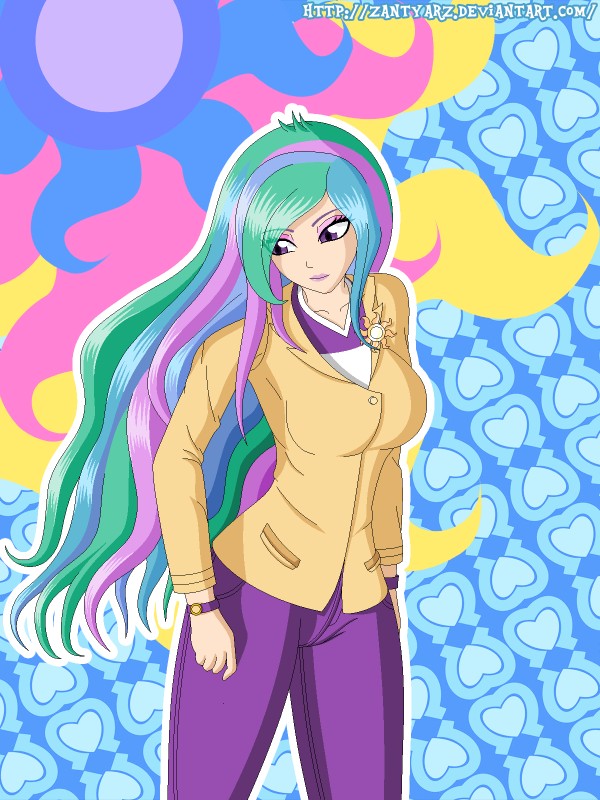 alternate_species big_breasts breasts clothed clothing female hair human_only humanized jewelry lipstick makeup multicolored_hair not_furry pink_lipstick smile solo zantyarz equestria_girls friendship_is_magic hasbro my_little_pony princess_celestia_(eg) principal_celestia_(eg) human mammal 2014 3:4 grandfathered_content hi_res