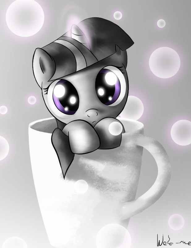 bubble container cup female feral grey_background horn in_container in_cup looking_at_viewer micro purple_eyes simple_background solo young neko-me friendship_is_magic hasbro if_it_fits_i_sits_(meme) my_little_pony mythology twilight_sparkle_(mlp) equid equine mammal mythological_creature mythological_equine unicorn 2013 absurd_res hi_res meme monochrome