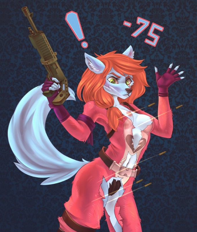 anthro breasts bullet clothing female gun hairy_pussy nipples pubes ranged_weapon shotgun solo torn_clothing weapon j-lia_(artist) blizzard_entertainment epic_games fortnite warcraft rubella_the_worgen canid mammal werecanid werecreature worgen hi_res