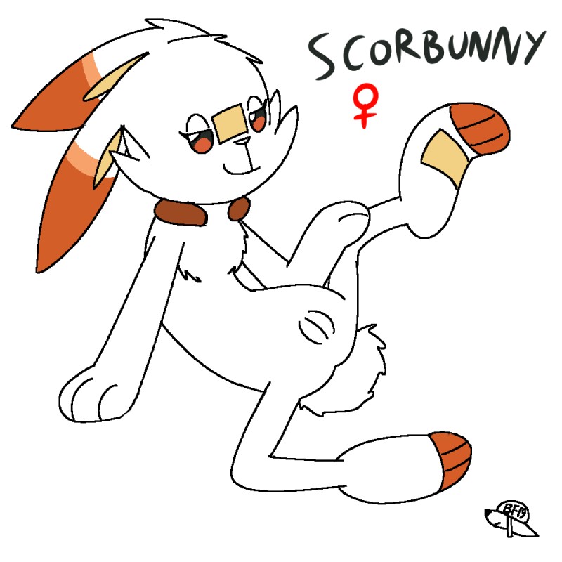 anthro female fur genitals pussy simple_background sitting solo white_background battle_fennec nintendo pokemon generation_8_pokemon lagomorph mammal pokemon_(species) scorbunny 1:1 2019