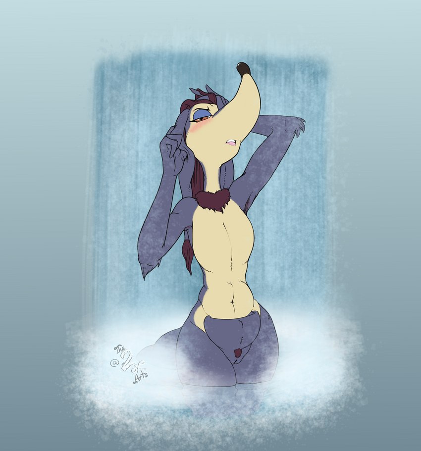 anthro bathing blush featureless_chest female flat_chested genitals hair lipstick looking_at_viewer makeup mature_female nude pouch_(anatomy) pussy showering solo standing waterfall waterfall_shower wet wet_hair adamb/t2oa blue_sky_studios horton_hears_a_who!_(film) sour_kangaroo kangaroo macropod mammal marsupial 2022 absurd_res hi_res signature