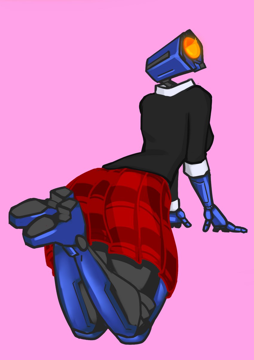 1_eye anthro armlet armor big_breasts blue_body breasts butt clothed clothing female fingers machine not_furry plantigrade simple_background solo standing thick_thighs yellow_eyes hofi-peak new_blood_interactive ultrakill mirage_(ultrakill) humanoid robot absurd_res digital_drawing_(artwork) digital_media_(artwork) hi_res