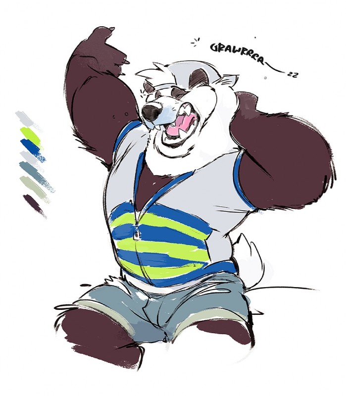 anthro claws clothed clothing fur male solo super-tuler tairu bear giant_panda mammal 2016 hi_res