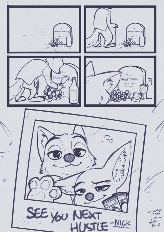 alcohol anthro beverage clothed clothing duo feels flower food funeral grave holding_object looking_at_viewer male pawpsicle photo plant popsicle solo text the_feels alec8ter conditional_dnp rockbottomfeeder disney zootopia finnick_(zootopia) nick_wilde canid canine fennec_fox fox mammal red_fox true_fox 2016 comic english_text hi_res monochrome signature