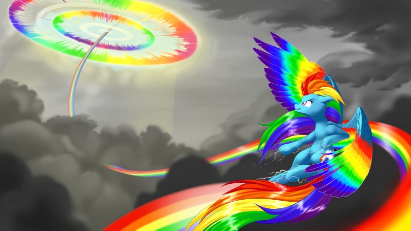 blue_body blue_fur cloud electricity feathers female feral flying fur grey_sky mane multicolored_body multicolored_feathers rainbow_body rainbow_feathers rainbow_power red_eyes sky skyscape solo sonic_rainboom wings dstears friendship_is_magic hasbro my_little_pony mythology rainbow_dash_(mlp) equid equine mammal mythological_creature mythological_equine pegasus 16:9 2017 4k absurd_res hi_res widescreen