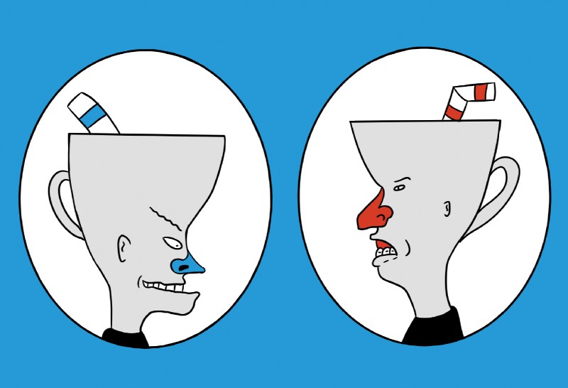 beavis, cuphead, and mugman (beavis and butt-head and etc) created by sympolite