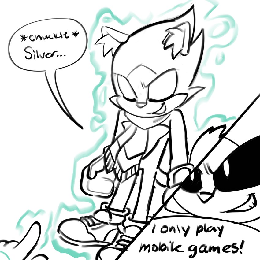 anthro clothing dialogue duo footwear gesture gloves hand_gesture handwear inner_ear_fluff laugh male mittens pointing scarf shoes smile smirk tail telekinesis text tuft renae022 idw_publishing sega sonic_the_hedgehog_(comics) sonic_the_hedgehog_(idw) sonic_the_hedgehog_(series) duo_the_cat mimic_the_octopus silver_the_hedgehog eulipotyphlan felid feline hedgehog leopardus mammal ocelot 1:1 comic english_text hi_res