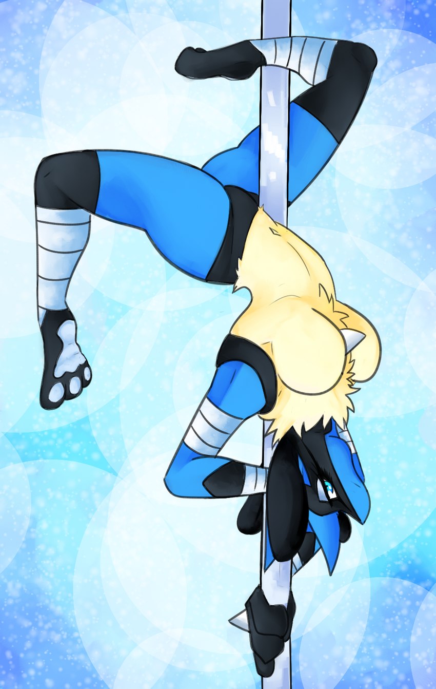 anthro breasts dancing female pawpads pole pole_dancing solo cassielink nintendo pokemon canid canine generation_4_pokemon lucario mammal pokemon_(species) digital_media_(artwork) hi_res sketch