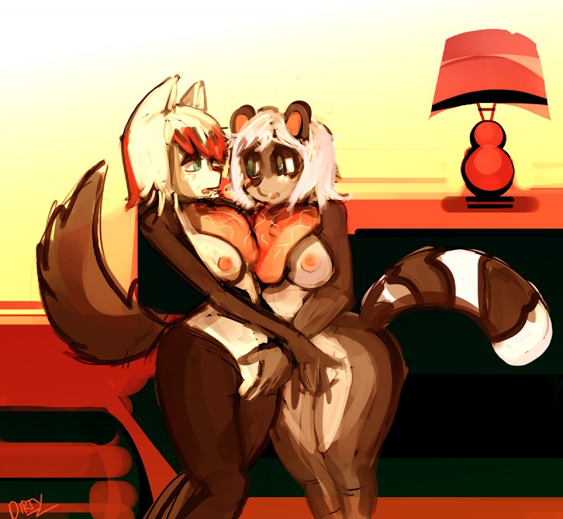 anthro anthro_on_anthro biped breasts brown_body brown_ears brown_fur brown_nose brown_tail cardiophile cardiophilia detailed_background duo erect_nipples eye_contact female female/female fingering fingering_partner fur green_eyes heart_(organ) heart_bulge highlights_(coloring) inside interspecies lamp looking_at_another looking_at_partner markings medium_breasts multicolored_tail mutual mutual_fingering mutual_masturbation mutual_vaginal nipples nude organs pink_nipples red_highlights ring_(marking) ringed_tail sex snout striped_markings striped_tail stripes tail tail_markings two_tone_tail vaginal vaginal_fingering white_body white_ears white_fur white_tail wide_hips dirtyscoundrel clementine_ravenheart canid canine canis mammal procyonid raccoon wolf 2017 digital_media_(artwork) digital_painting_(artwork) painting_(artwork) signature