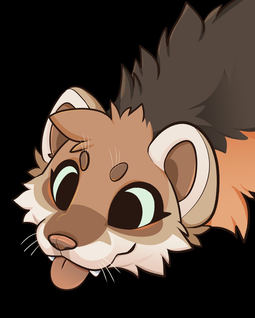 ambiguous_gender black_background blep brown_body brown_fur brown_inner_ear cheek_tuft cute_fangs facial_tuft fangs fur head_tuft simple_background solo teeth tongue tongue_out tuft whiskers white_whiskers feve mammal mustelid musteline stoat true_musteline weasel 2025 digital_drawing_(artwork) digital_media_(artwork) hi_res