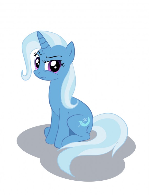 annoyed blue_body blue_hair cutie_mark female feral hair horn long_hair multicolored_hair purple_eyes quadruped short_hair simple_background sitting solo tail two_tone_hair white_background white_hair dcpip friendship_is_magic hasbro my_little_pony mythology trixie_(mlp) equid equine mammal mythological_creature mythological_equine unicorn cool_colors hi_res